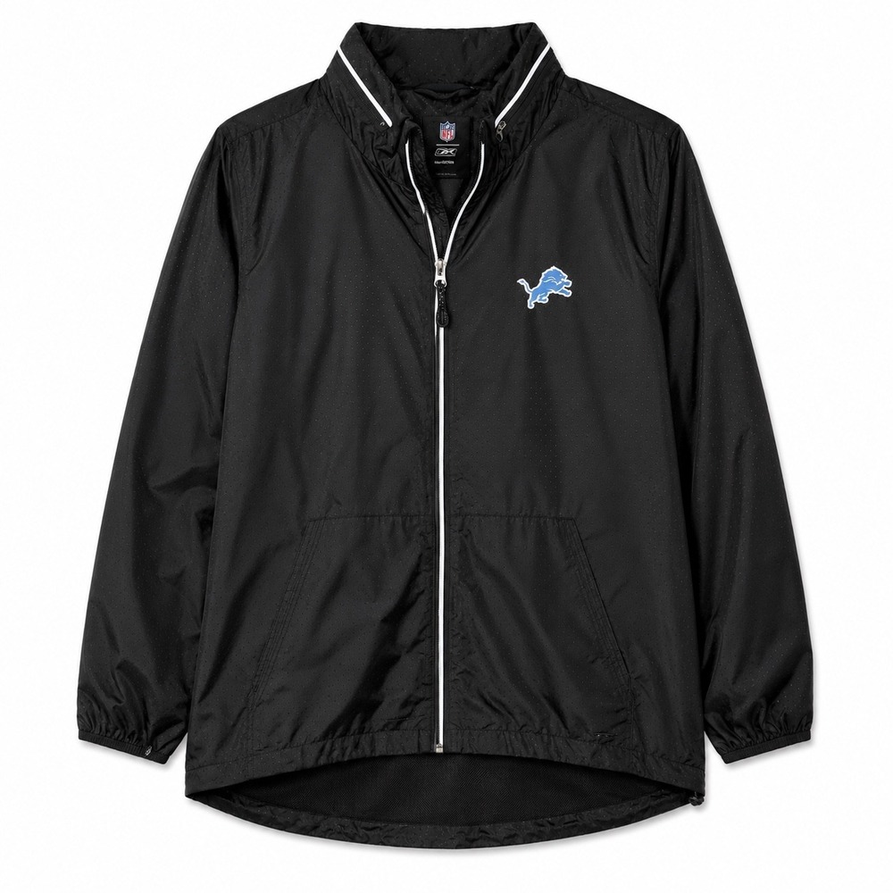 Detroit Lions NFL x MSX Michael Strahan Women Plus Size 2X Black Windbreaker